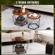 Set of 2 modern round coffee tables in rustic brown with pentagonal steel base, used together or separately for.